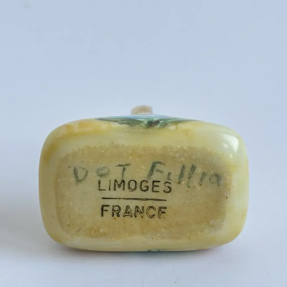 Vtg Limoges France Miniature Porcelain Basket Hand Painted Floral Gold Trim